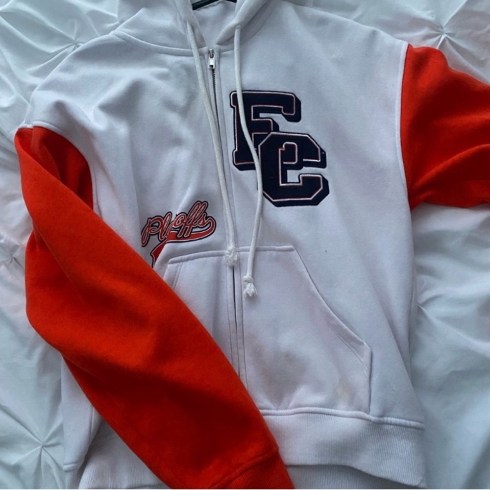 H&M White and orange Zip-Up Hoodie